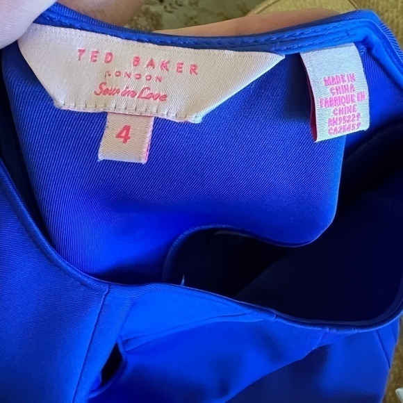 Ted BAKER LONDON royal blue scuba sleeveless skater dress size 4 or US large - Picture 6 of 13